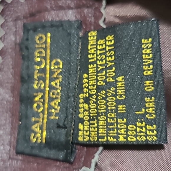 Salon Studio Haband Burgandy Genuine Leather Coat Women's Size Large - Picture 9 of 11